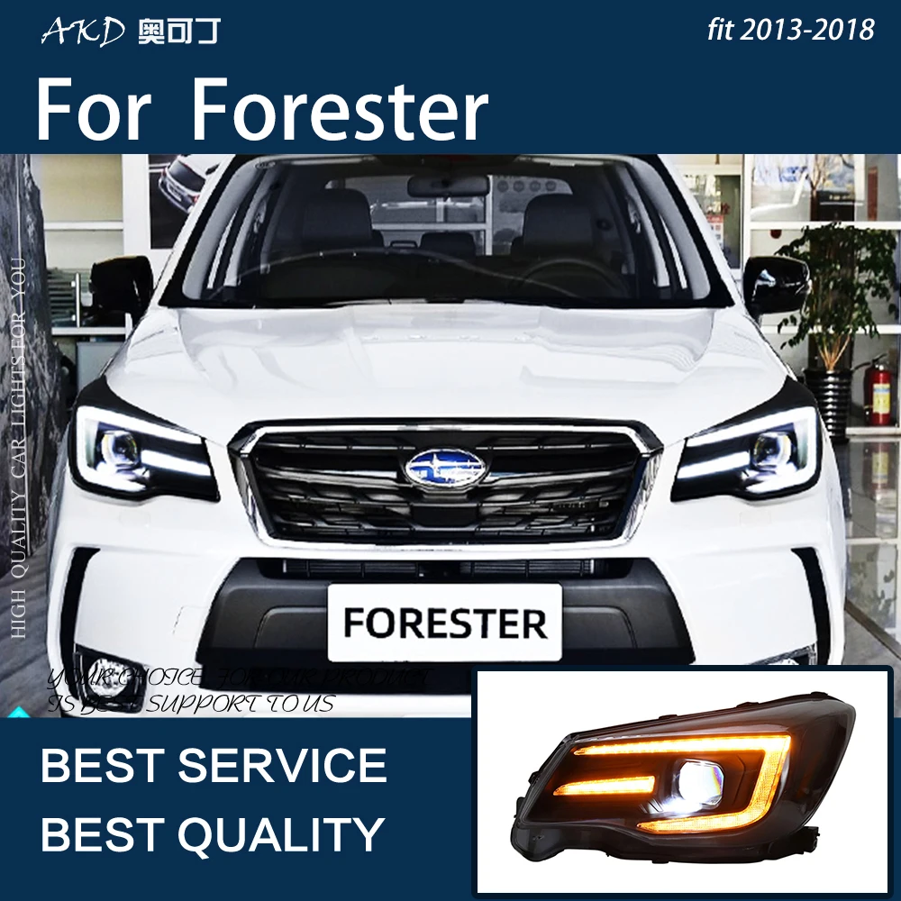 

Автомобильные фары для Forester 2013-2018 Светодиодные Автомобильные фары в сборе, улучшенная динамическая сигнальная лампа, проектор, объектив, аксессуары