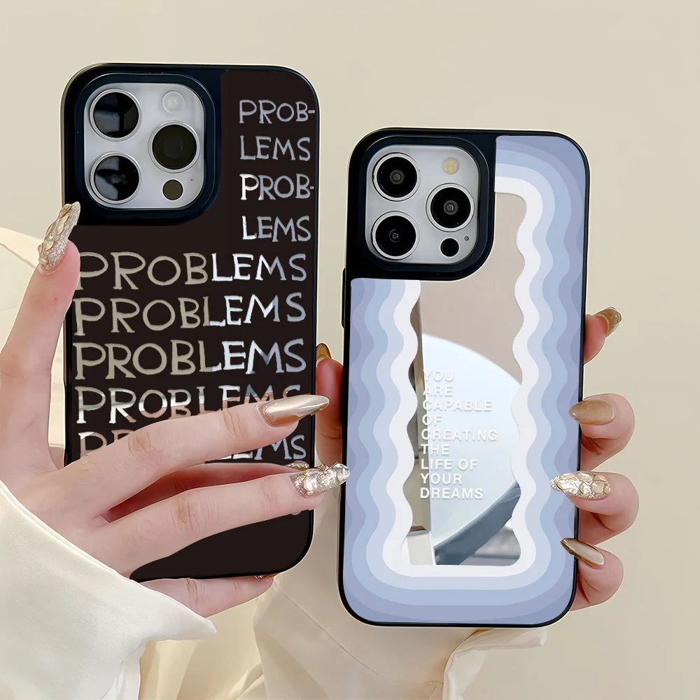 เคสโทรศัพท์ลายแฟชั่นพร้อมกระจกเงา สำหรับ iPhone 16 Pro Max, iPhone 11, 12, 13, 14, 15 Pro Max เคสซิลิโคนนิ่มกันกระแทก