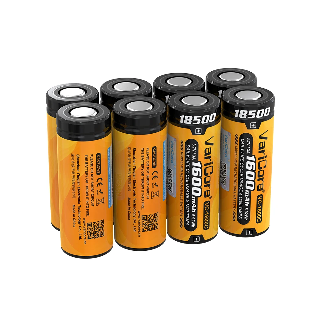 VariCore VC-1600C 18500 1600mAh 3.7V ليثيوم أيون بطارية قابلة للشحن لمصباح ليد جيب كاميرا رقمية لعبة كهربائية