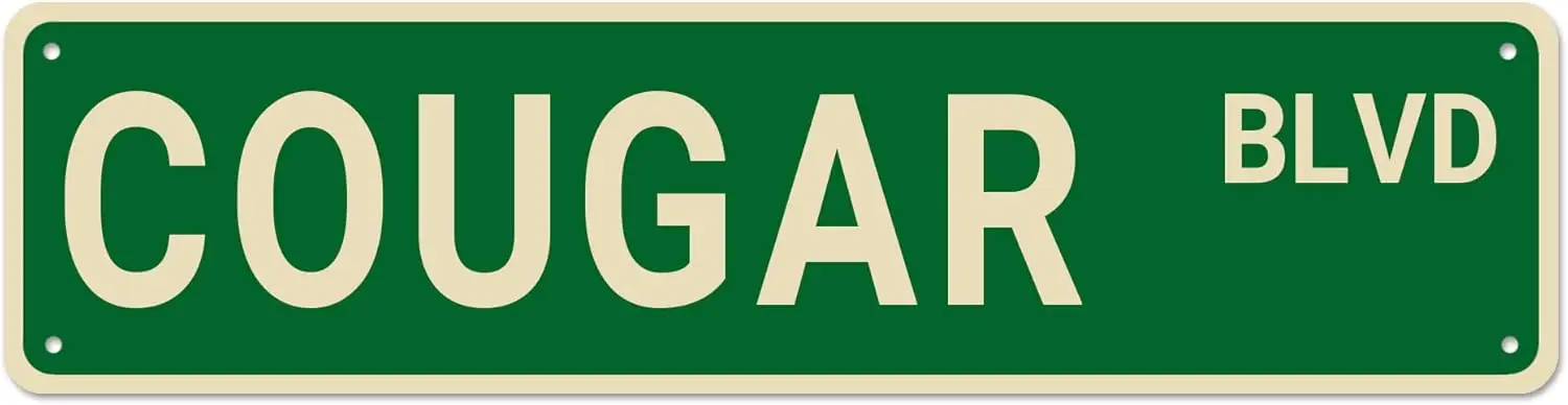 Cougar BLVD Street Sign, Cougar Sign Cougar Decor Cougar Lover Gift, Funny Wall Decor for Home/Farmhouse/Man Cave, Quality Metal