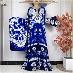 2025 New Style African Abaya Long Sleeves Women Dashiki Dress Tie-dyed Loose Boubou Maxi Islam Women Dress African Abaya Clothes