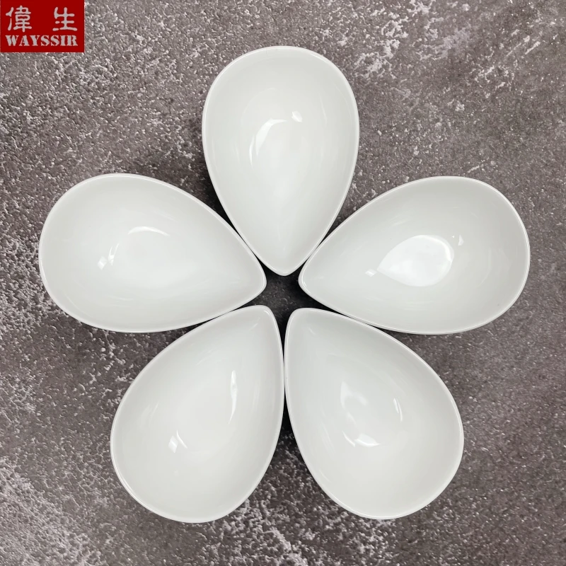 Water Drop Shaped White Porcelain Sauce Dish Ice Cream Salad Ceramics Dish Tableware Cake Ceramic Wasabi Tableware Oil Dispenser