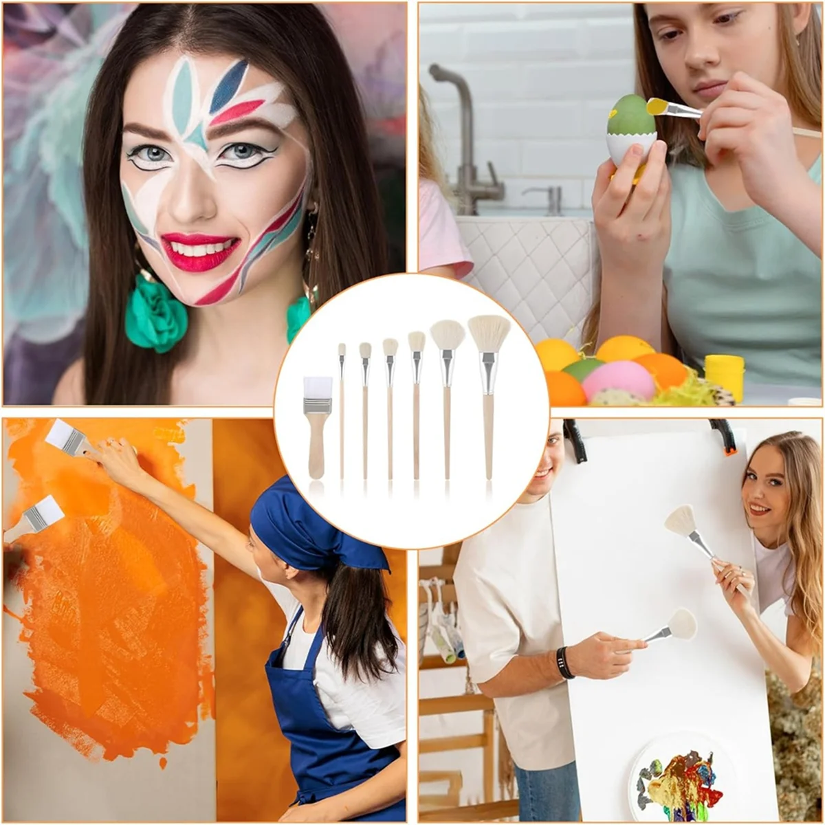 Cepillo de fregona para pintura acrílica, cepillo de fregona para pintura acrílica, 7 Uds., pincel de pintura de artista