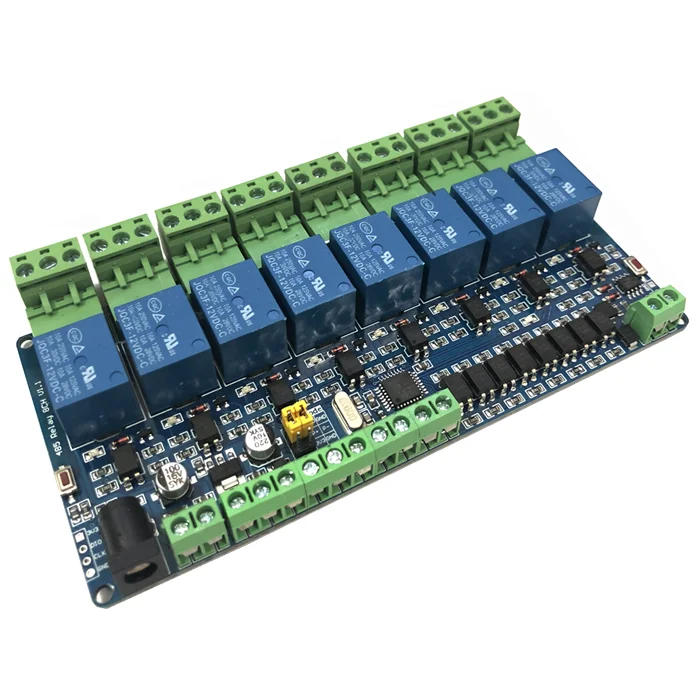 Modbus-Rtu 8 Channel Optocoupler Isolation 12V Relay Module Switch Modbus RTU Relay Output Switch RS485/TTL Communication