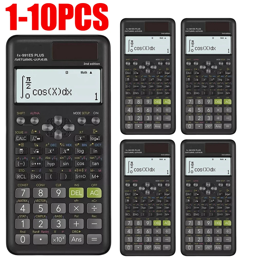 1-10pc 991EX Scientific Calculator Original Digital Display 696 Functions For High School University Solar Scientific Calculator