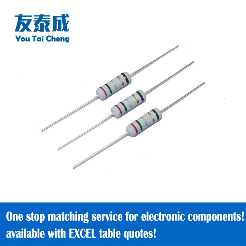 50PCS (KNP) 1/2W(0.5W) ±5% 0.22Ω 0.33Ω 0.47Ω 0.5Ω 1Ω 2.2Ω 3.3Ω 10Ω 22Ω 30Ω 33Ω 39Ω Five color ring fuse Wirewound Resistors