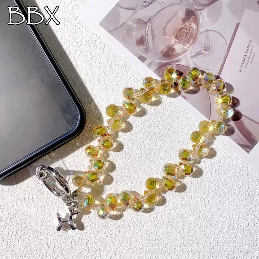 

With Dog Crystal Bead Phone Strap Wrist Chain Color Rhinestone Cell Phone Chain Anti Loss Handheld Mobile Phone Lanyard