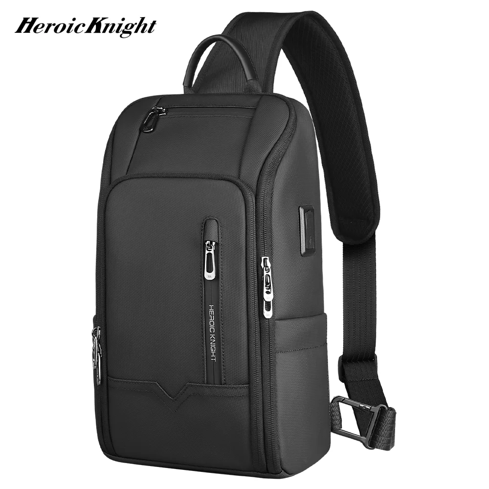 Heroic Knight Classic Versatile Crossbody Bag Men Large Capacity Travel Sling Bag Waterproof Chest Bag Commuter Shoulder Satchel