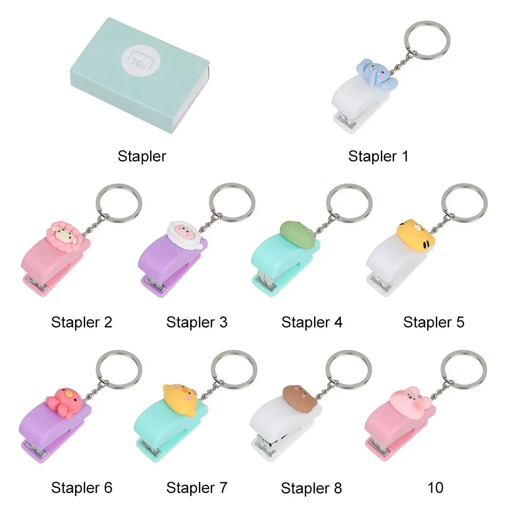 Office Supplies Binder Tools Cartoon Cute Document Binding Hoops Push Clip Mini Stapler Stapler Paper Clips