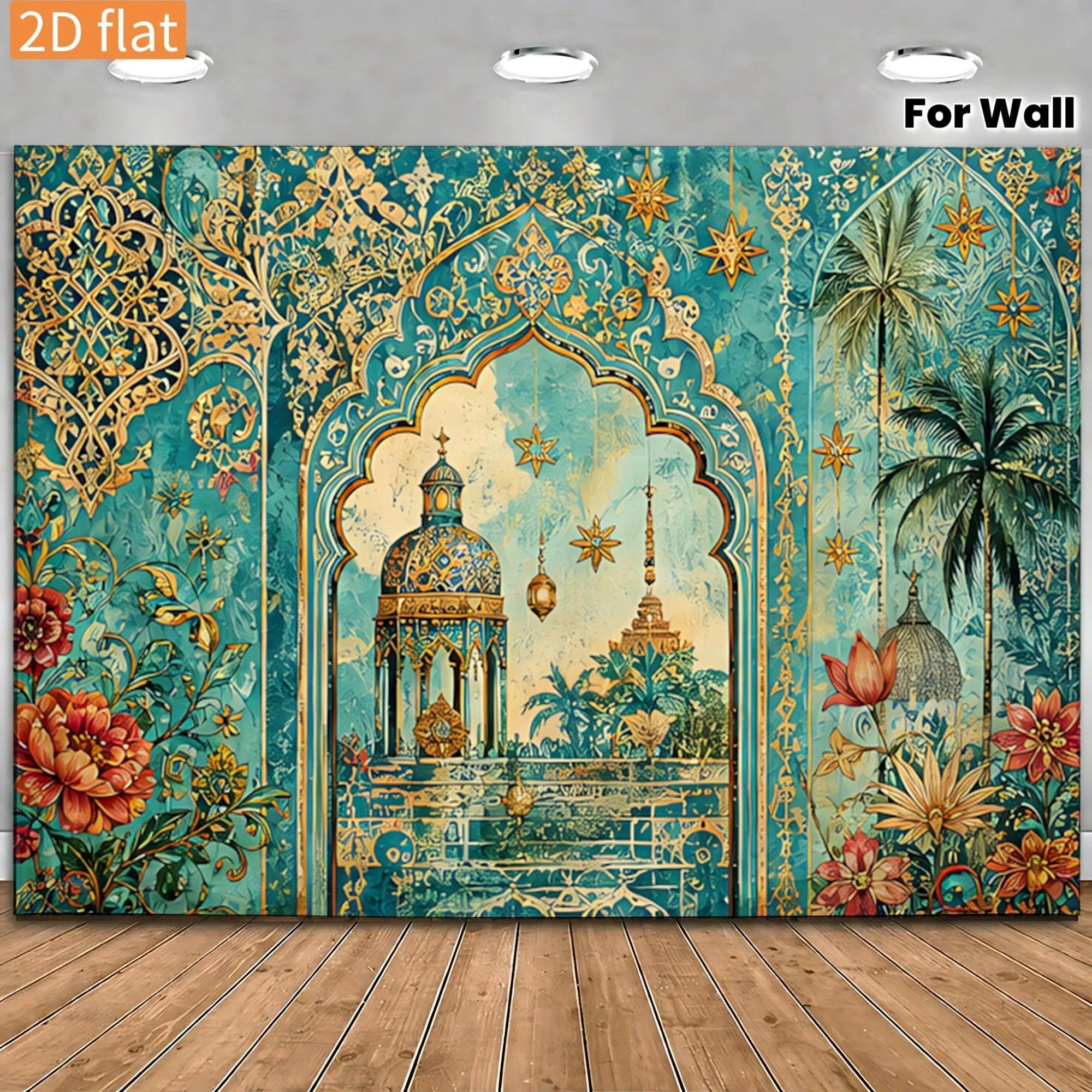 Elegant Moroccan Islamic Tapestry Wall Hanging Tropical Floral Arabic Mural Boho Home Decor Art Print Accent