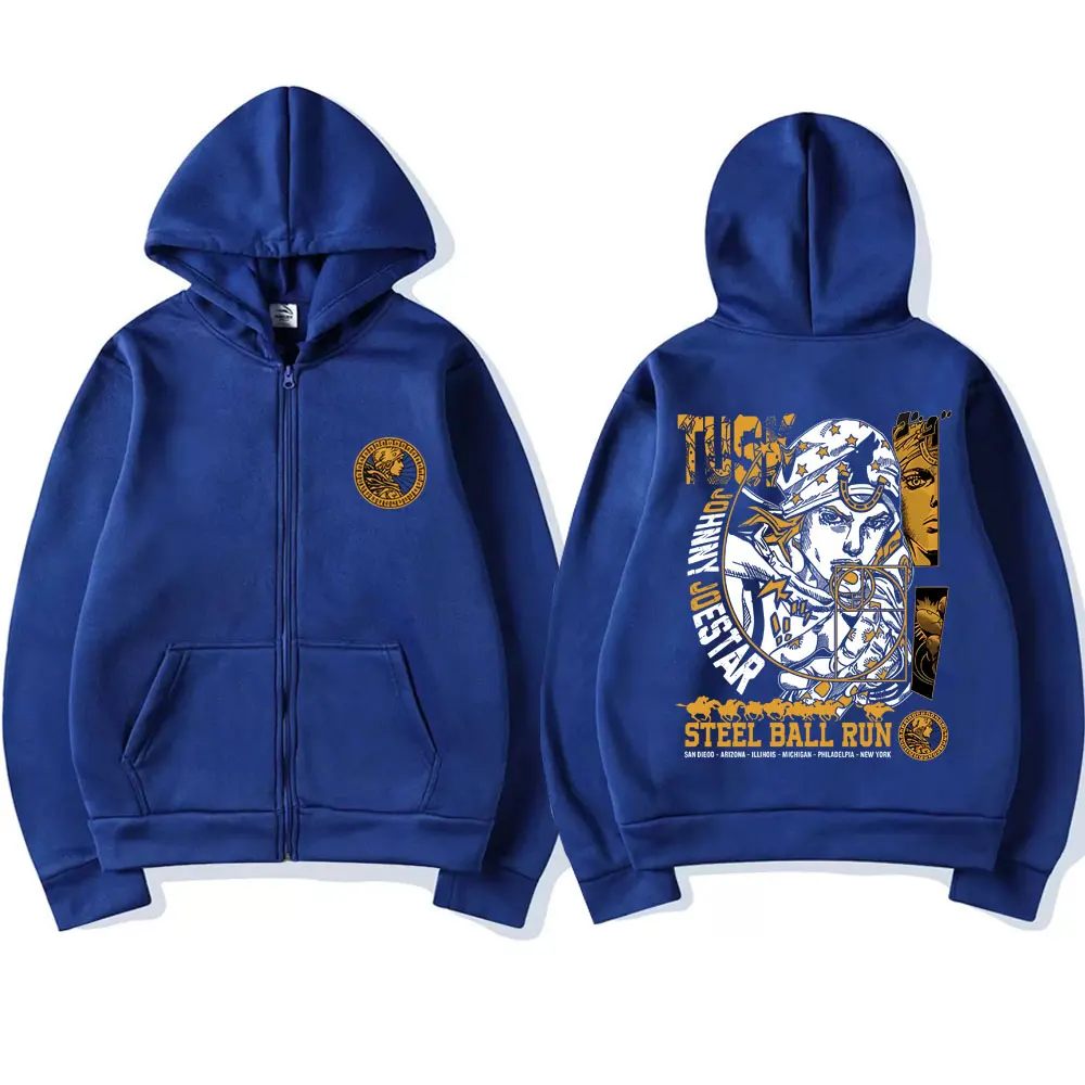 Anime JoJo's Bizarre Adventure Johnny Joestar STEEL BALL RUN Grafik-Reißverschluss-Hoodie für Herren und Damen, lässiges Vintage-Sweatshirt mit Reißverschluss – Detail 5