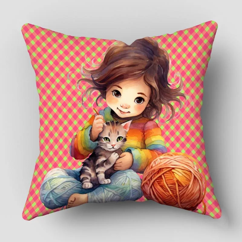 Musife Cat Decorative Pillowcase Art Square Zippered Pillow Cover 35*35,40*40,45*45cm wholesale