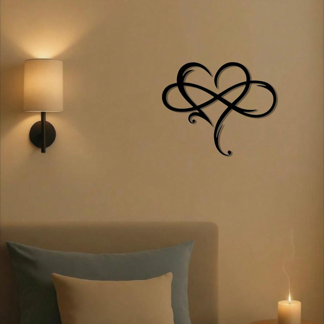 "Infinity Heart Metal Wall Art – Eternal Love Geometric Sculpture | Romantic Decor for Bedroom & Weddings"