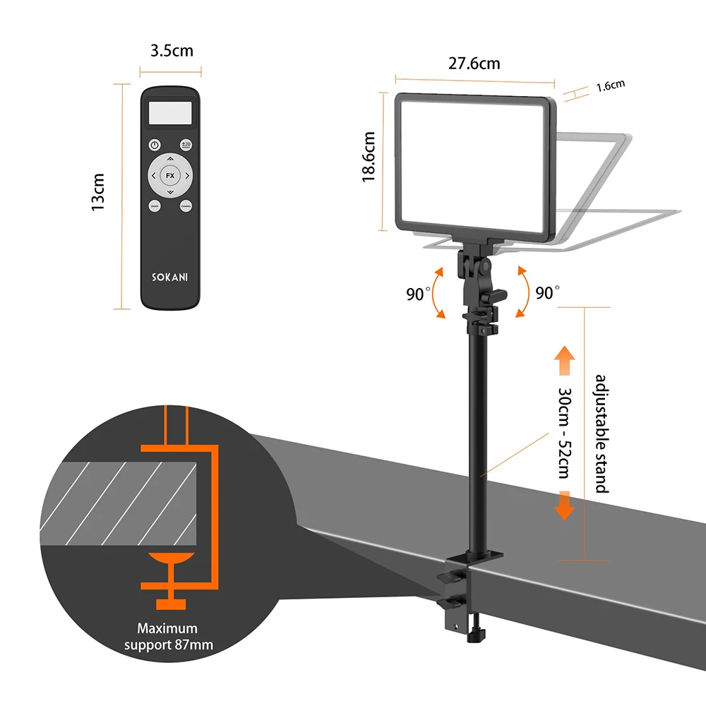 Sokani P25 Panel LED Fill Light Professional Studio Video Light For E-sports live Record Videos Video Calls Zoom Meetings Lamp