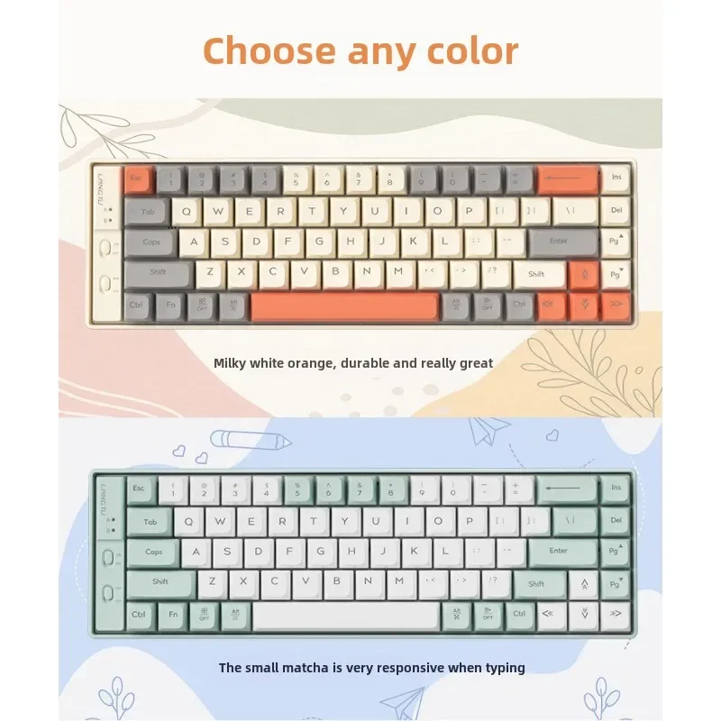 S69 Small Mechanical Keyboard Wired Convenient Game Office Full Key Hot Swapping-Cyan Red Axis Girl  Ice Blue Match Color