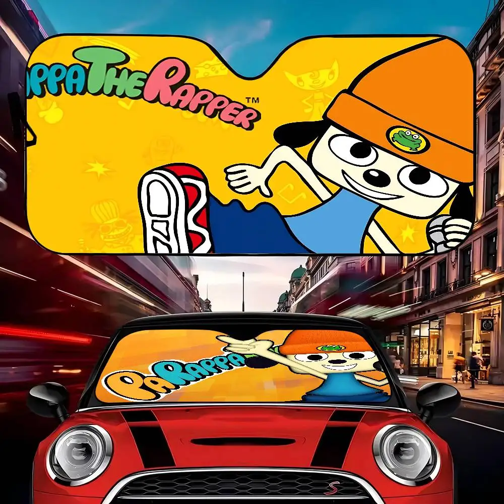 Jogo clássico p-parappa t-the r-raper carro sol sombra pára-brisa chocado janela dianteira do carro toldos capa manter o veículo legal uv