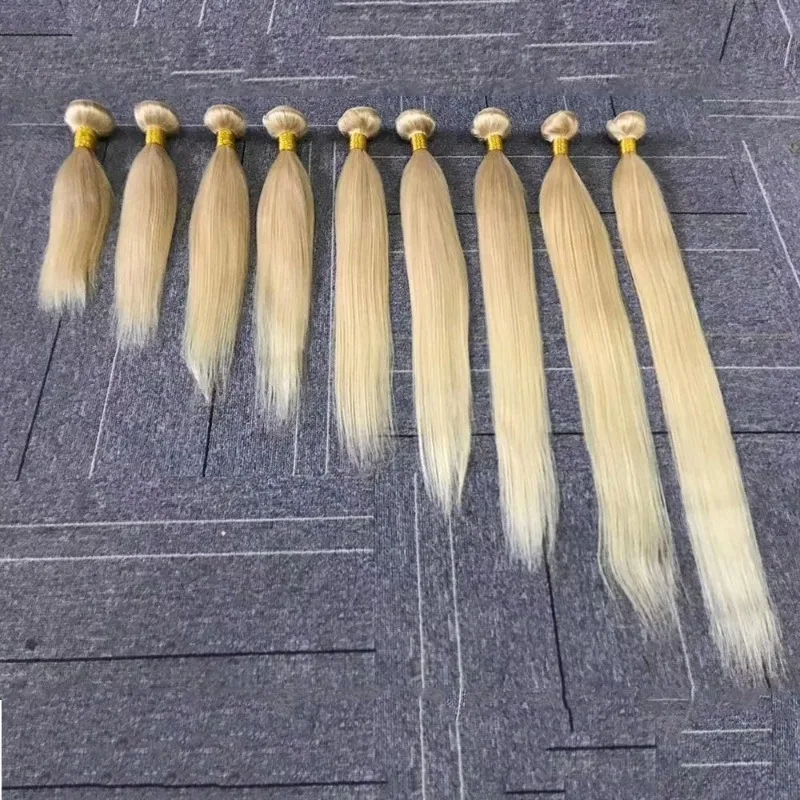 10A 613 Blondes, glattes Echthaar-Bündel, 100g/Stück, doppelt gewebte Haarverlängerungen, unbehandeltes brasilianisches Jungfrauenhaar – Detail 1