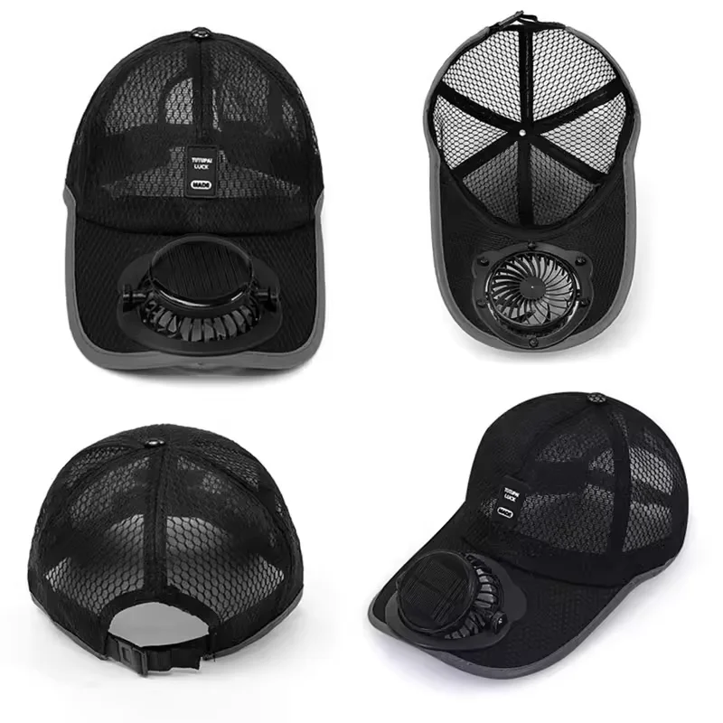 Breathable Sunhat with Solar Fan Sun Block Baseball Hat with Solar Fan USB Charging Fan Outdoor Sunhats Sunscreen Sunshade Hats
