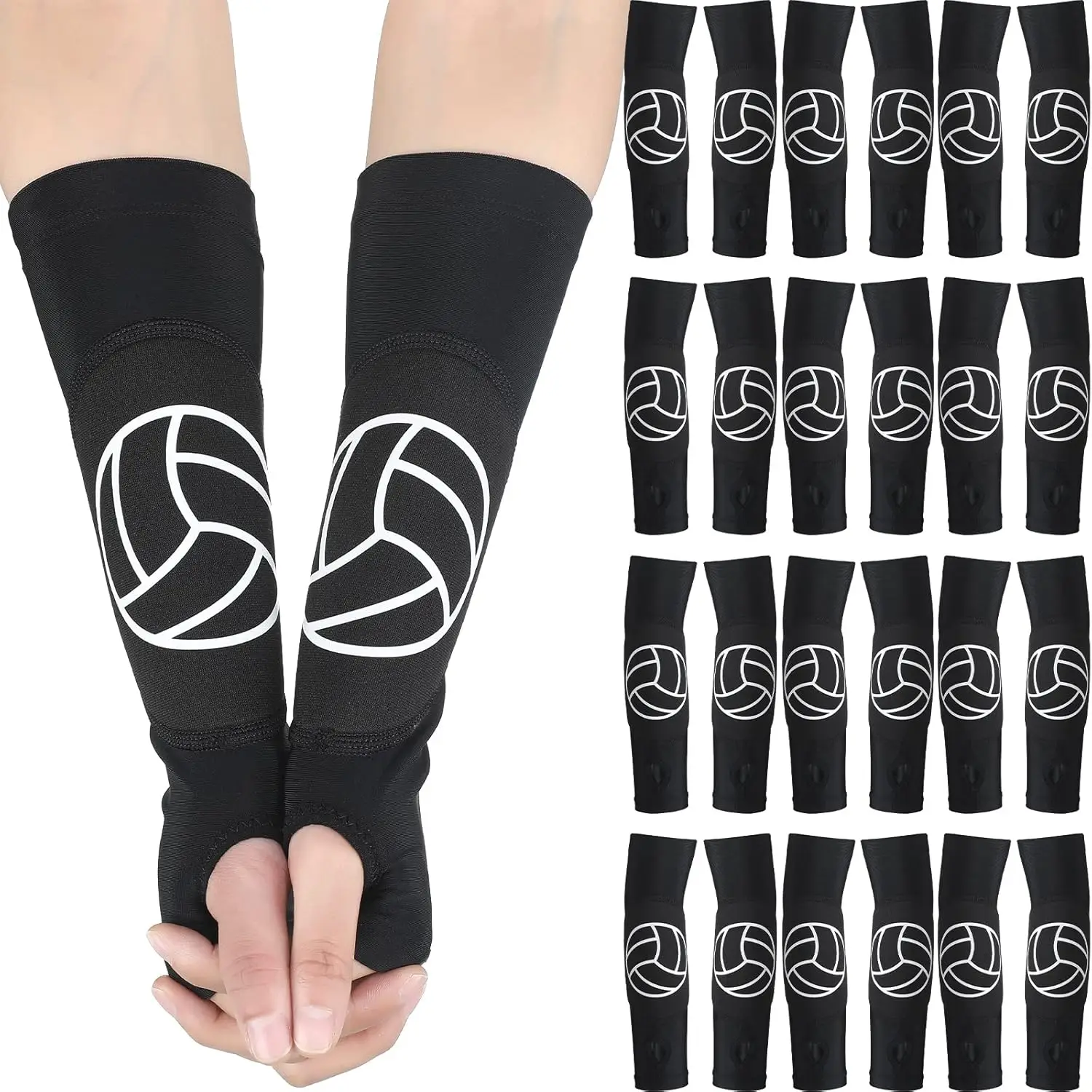 

Volleyball Arm Sleeves with Protection Pads and Thumb Hole for Passing Hitting Forearm Support