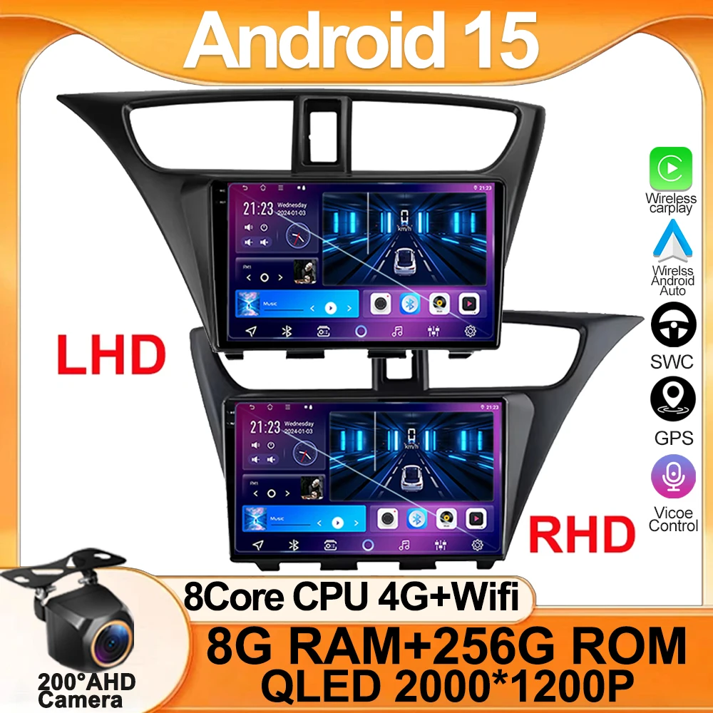 

Android 15 Car Radio For Honda CIVIC Hatchback 2012 -2017 Stereo DVD Navigation GPS Multimedia Video Player DVD Head Unit 2din