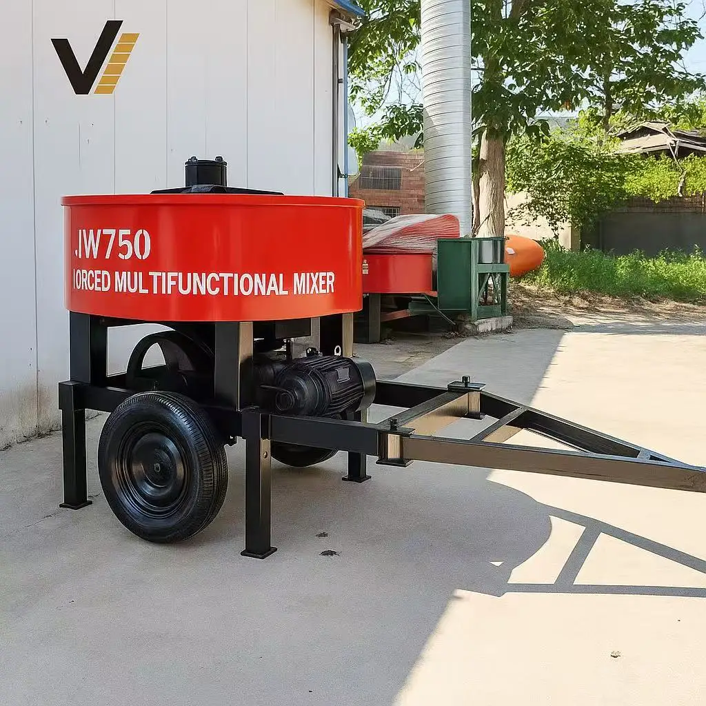 Diesel Engine Concrete Pan Mixing Machine Vertical Stand Flat Mouth Cement Mixer