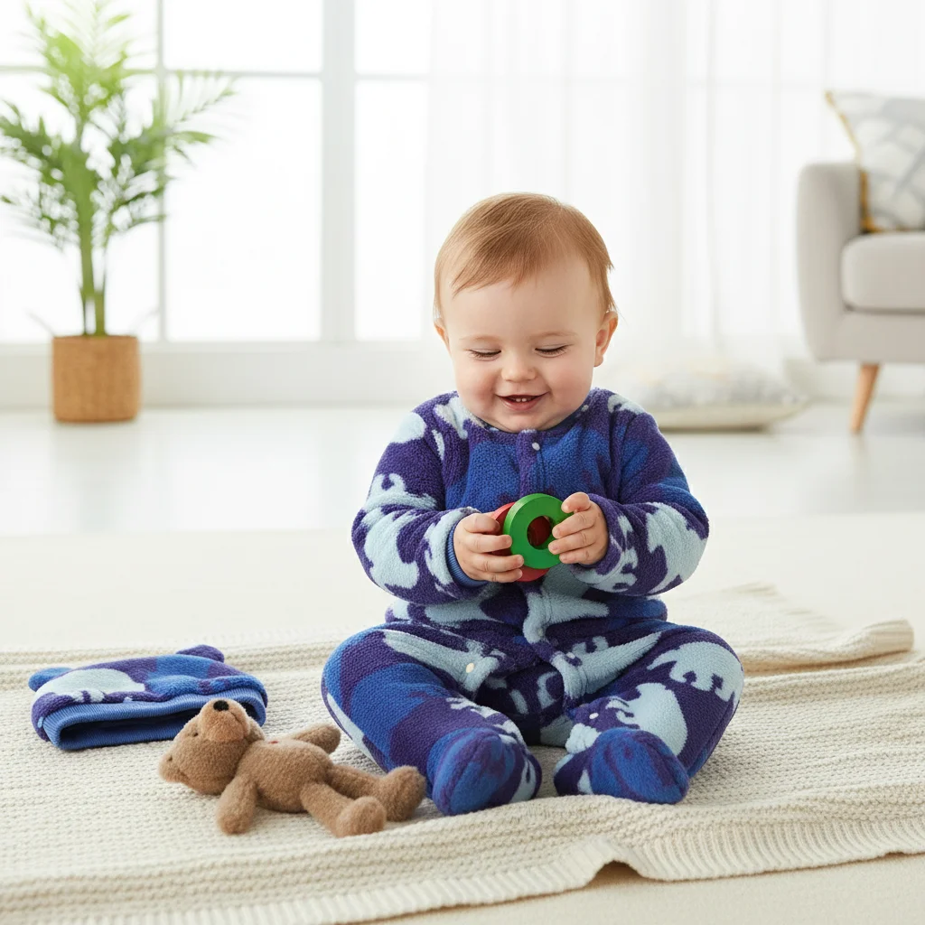 Baby Jumpsuit Thickened and Warm for Home and Outdoor Wear, Cartoon Polar Bear Autumn and Winter Style Romper D2215