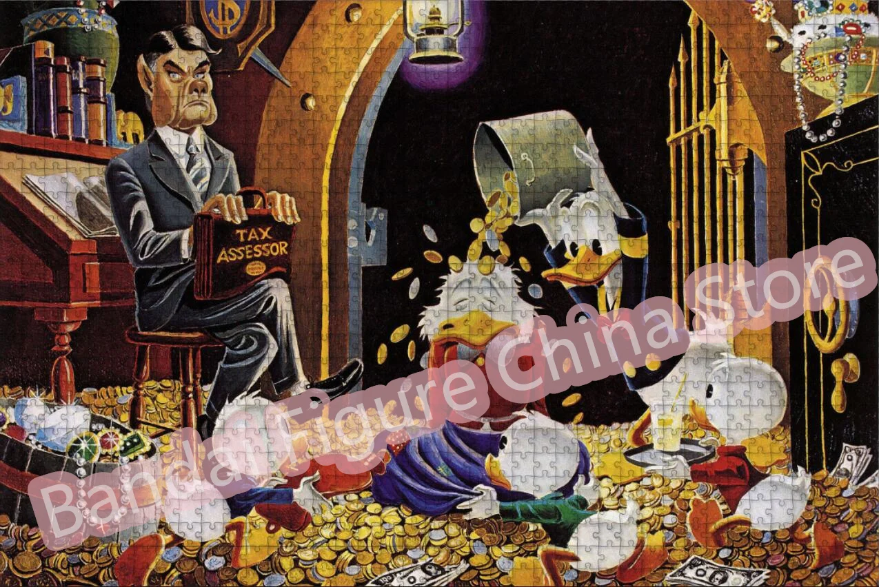 Disney Cartoon Donald Duck Print Puzzle 300/500/1000 Pieces Scrooge Mcduck Anime Jigsaw Puzzles Stress Relief Toys for Kids