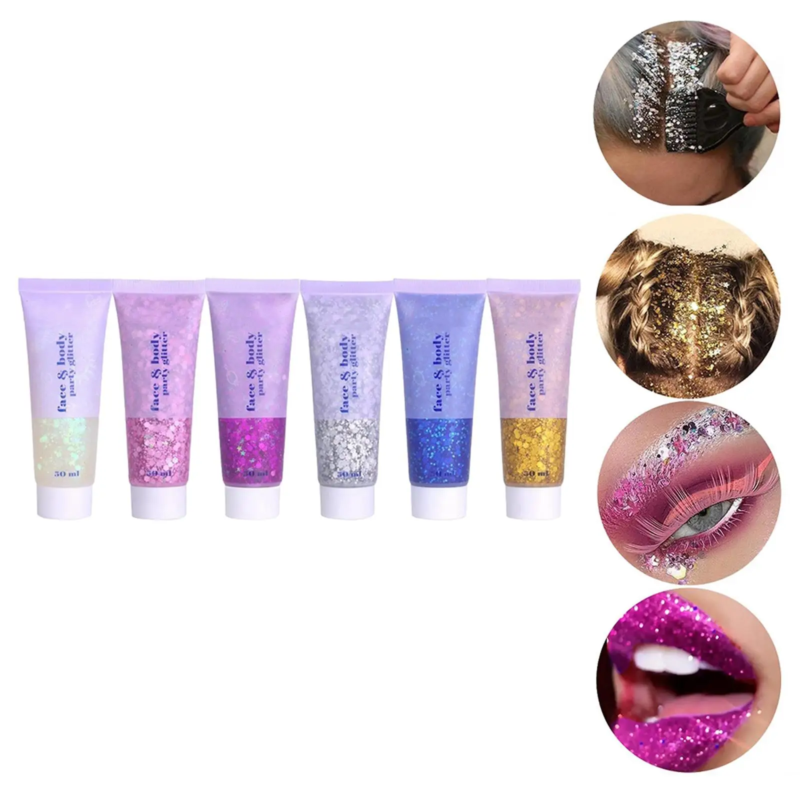 6 Colors Eye Glitter eye Lip Hair Cosmetic Holographic glitter Sequins Liquid