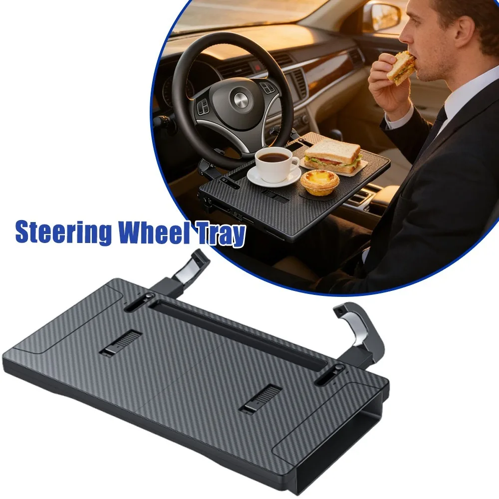1pc Steering Wheel Tray Table Easy Install Sturdy Car Desk for Tablet Laptop Stand Dining Working Video Meeting Phone Cup Holder