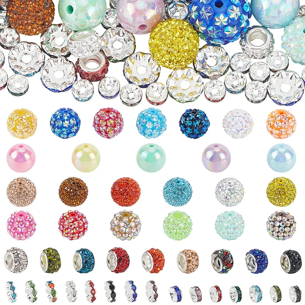 

DIY Beads Findings Kits include 20Pcs Acrylic Beads 170Pcs Rhinestone Beads Mixed Color 16x15mm Hole: 2.8mm