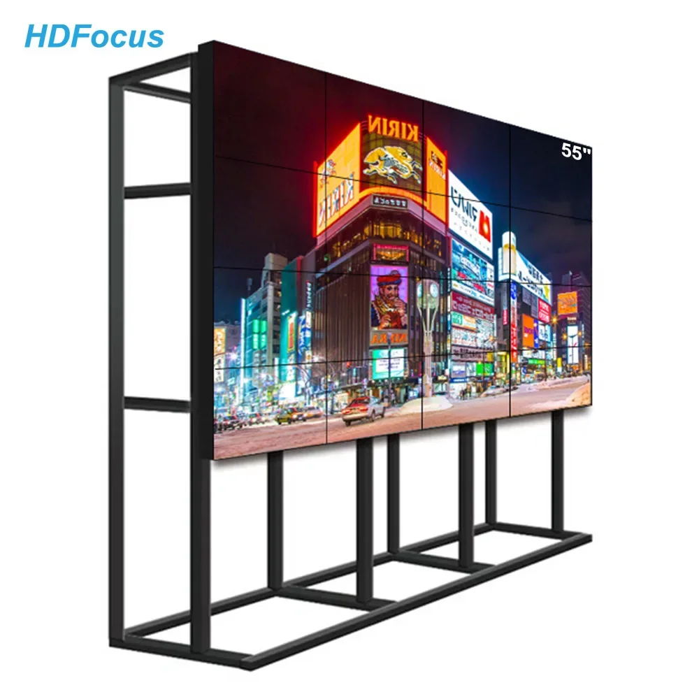 

55 Inch LCD Video Wall 1.8mm Narrow Bezel 4k TV 500nits Brightness LCD Video Wall Multi-Screen Advertising hd Advertising Screen