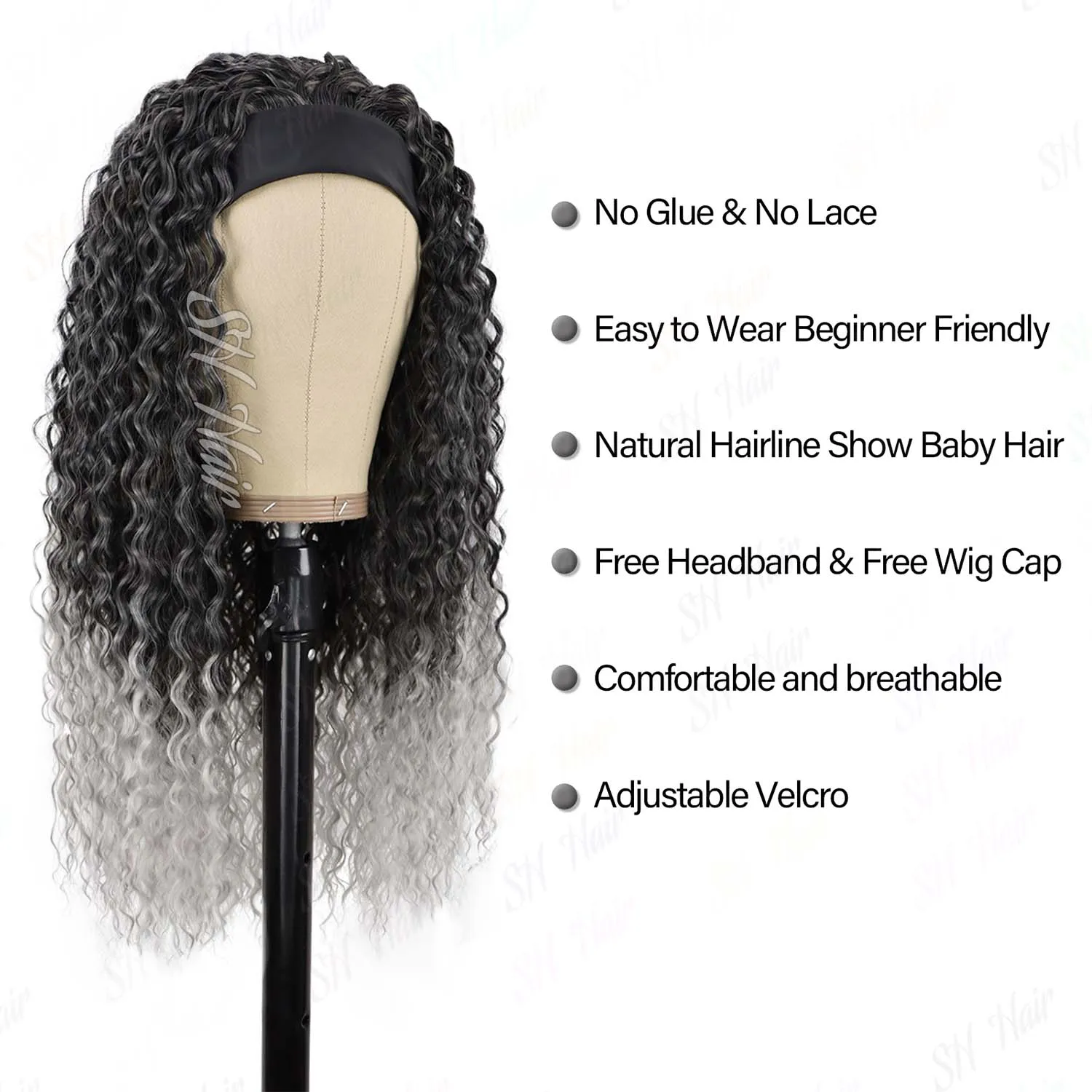 شعر مستعار صناعي رمادي اللون للنساء ذوات البشرة السمراء، موجة عميقة، 24 بوصة، شعر مستعار مجعد عميق للاستخدام اليومي للحفلات، شعر مستعار متعدد الألوان