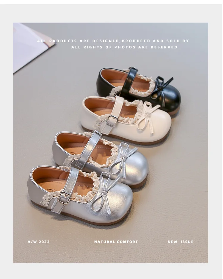 Mädchen Frühling Herbst Schleife Weiche Sohle PU-Lederschuhe Kinder Rutschfeste Spitzenbesatz Loafer Atmungsaktive Mary Jane Schuhe Kinder Freizeitschuhe – Detail 1