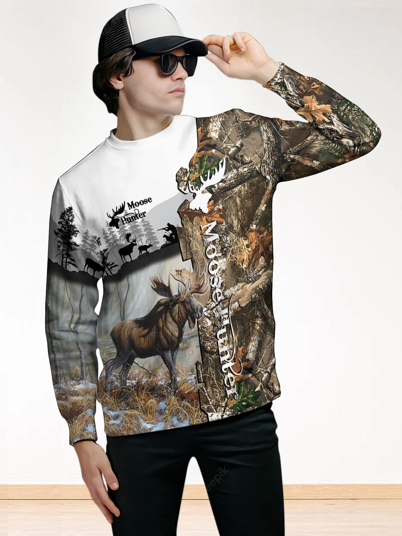 Men Sweatshirt Animal Hunting Wild Boar Graphics Print Round Neck Sportshirt Women Long Sleeve Casual Male Autumn Female Tops