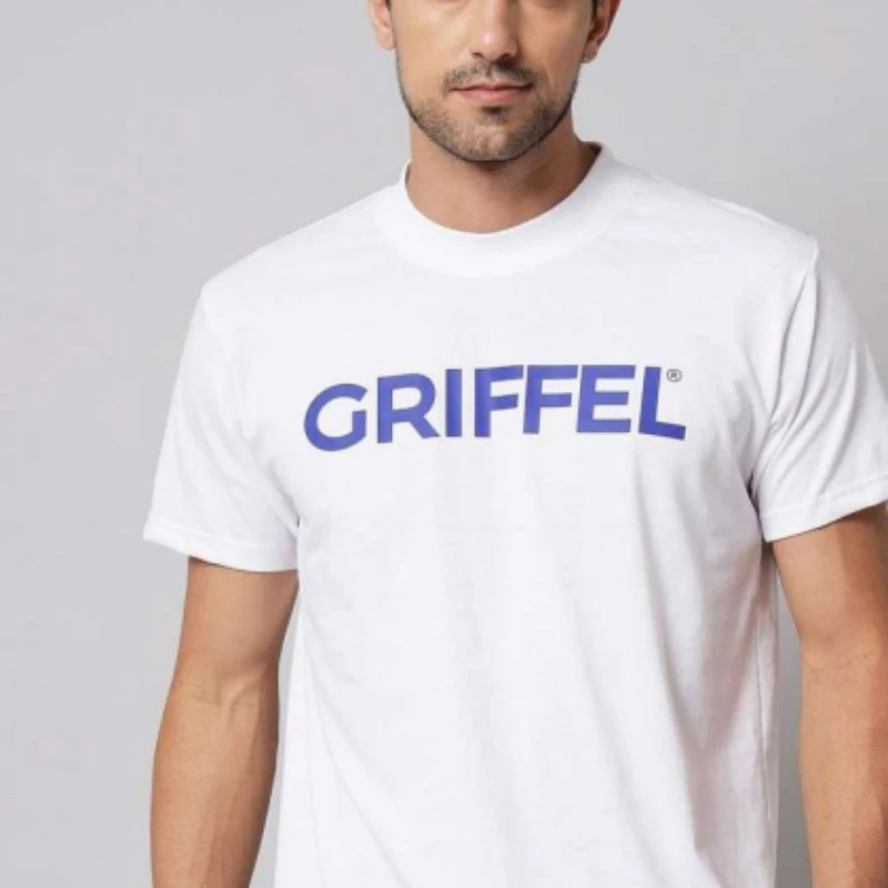 

GRIFFEL белая футболка с круглым вырезом из чистого хлопка с короткими рукавами и принтом, новая дышащая спортивная футболка с короткими рукавами на лето