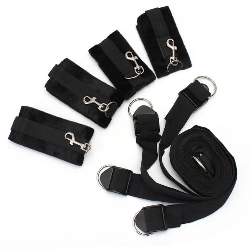 Couple Erotic Sex Bed Games Toys BDSM Bondage Hand Restraint Handcuffs Female Wrist Ankle Cuffs Strap System Adult Flirt Sextoy