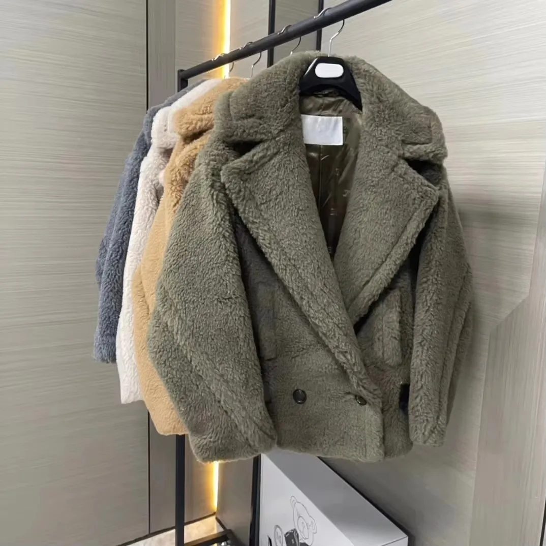 Winter Short Coat Women Jacket Teddy Bear Coat Female Autumn New Fashion Casual Camel Double Breasted High-end Keep Warm Coat