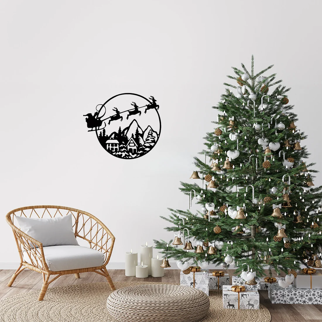 

Fascinating Enchanting Santa Claus Reindeer Sleigh Metal Wall Decoration – Intriguing Festive Christmas Adornment