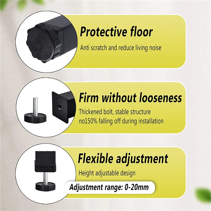 AY03-4 Piece Bed Rack Support Legs Adjustable Height 20 To 22Cm Heavy Duty Bed Center Frame Slat Feet