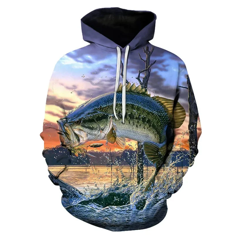 New 3D Printing Fishing Pattern Men\'s Hoodie Outdoor Fish Hunting Sweatshirt Men\'s and Women\'s Fashion Plus Sizes sudaderas tops