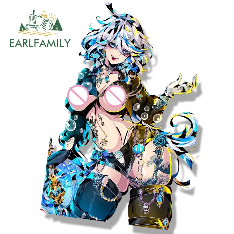 EARLFAMILY Gothic Furina Fanart Car Sticker Anime Genshin Impact Sketch Waifu Decal JDM Gyaru Girl Peeker Sticker Car Wrap view 2