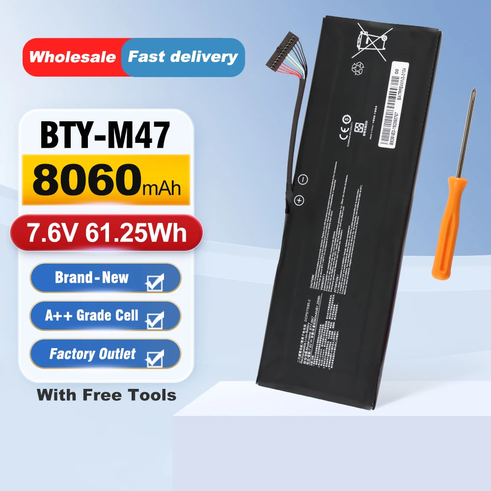 

ETESBAY BTY-M47 Аккумулятор для ноутбука 61,25 Втч для MSI GS40 6Q E006XCN 6QE-009XTH GS43 GS43VR 6RE MS-14A1 2ICP5/73/95-2 925TA037H