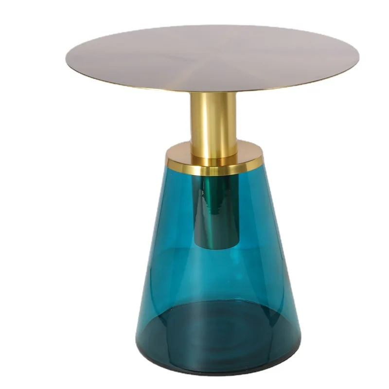 Creative stained glass coffee table, modern simple light luxury apartment size, living room side table can be moved
