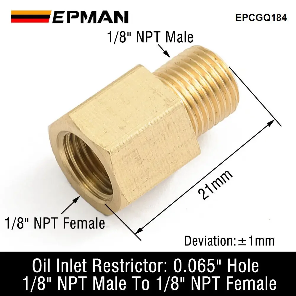 EPMAN Universal Brass Turbo Oil Feed Restrictor Fitting 1/8