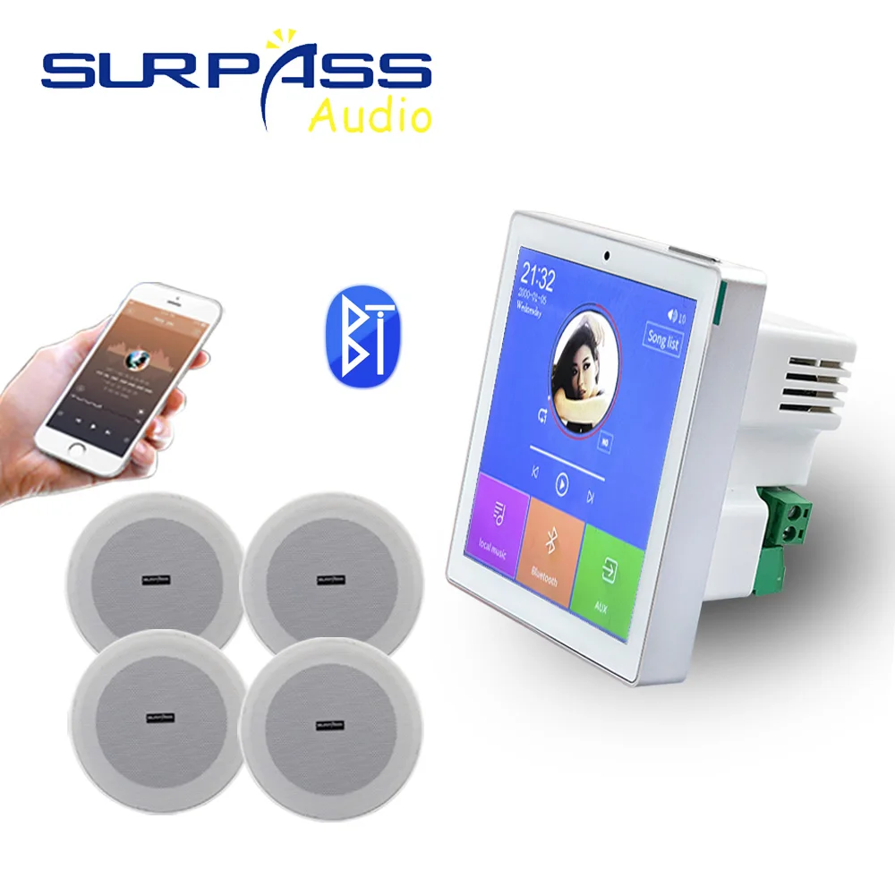 Amplificador De Parede Sem Fio Bluetooth Smart Home Audio 2/4 Channel Mini Sistema de Música Digital Amplificador 86 Tipo para o Banheiro do Hotel