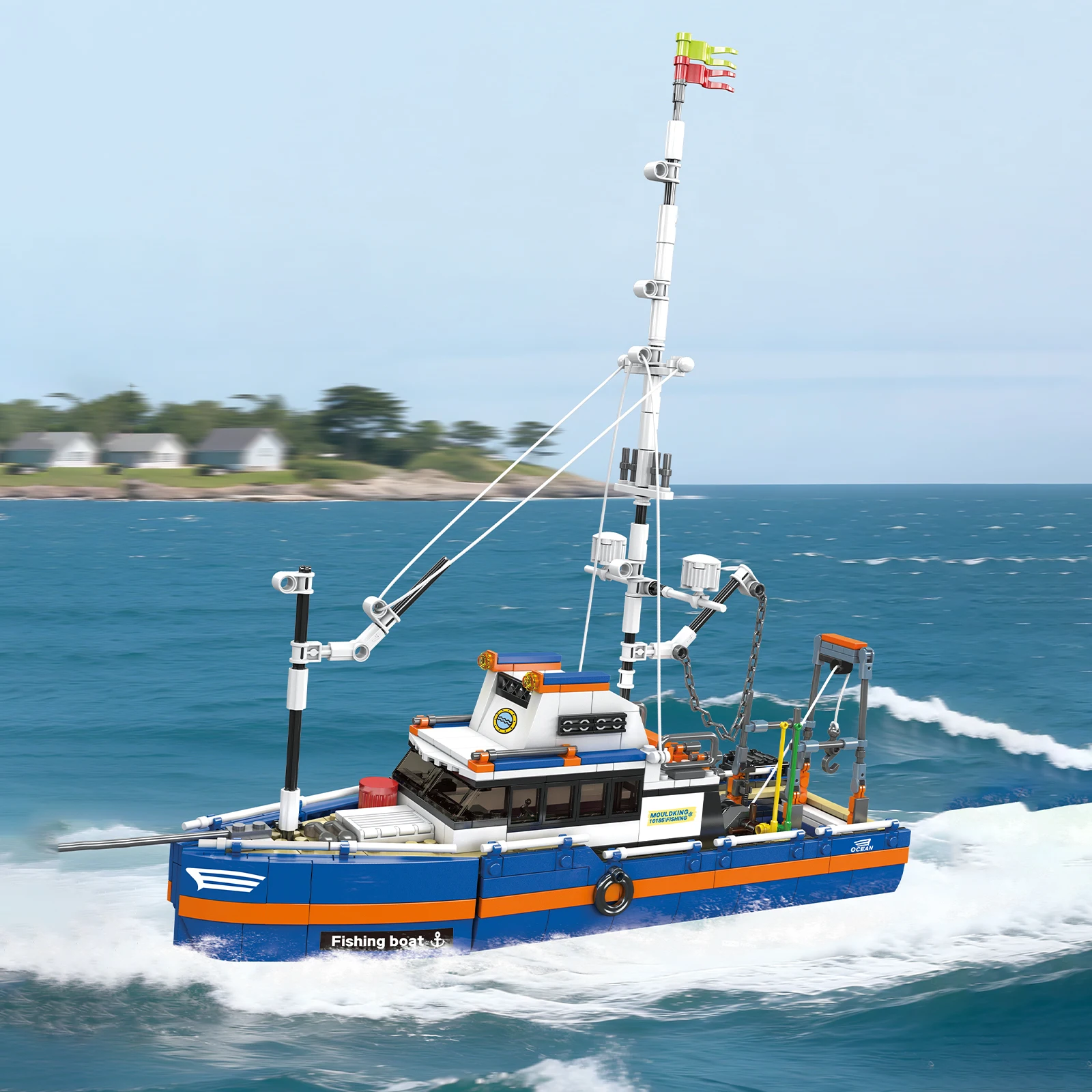 Moldeking navios série blocos de construção barco pesca iate modelo tijolos montagem brinquedos crianças presente aniversário criativo 10185 10218