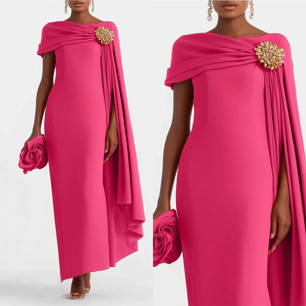 

High Quality Customized Strapless Beaded Ankle Length Pleat Straight Vestido De Festa Elegante Feminino Luxo Evening Dress Prom