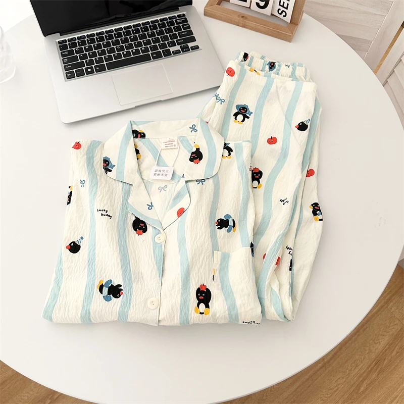 

Cute Penguin Cloud Cotton Long Sleeve Sleepwear Set Women's Spring Autumn Home Clothes Comfortable Breathable Soft Fabric