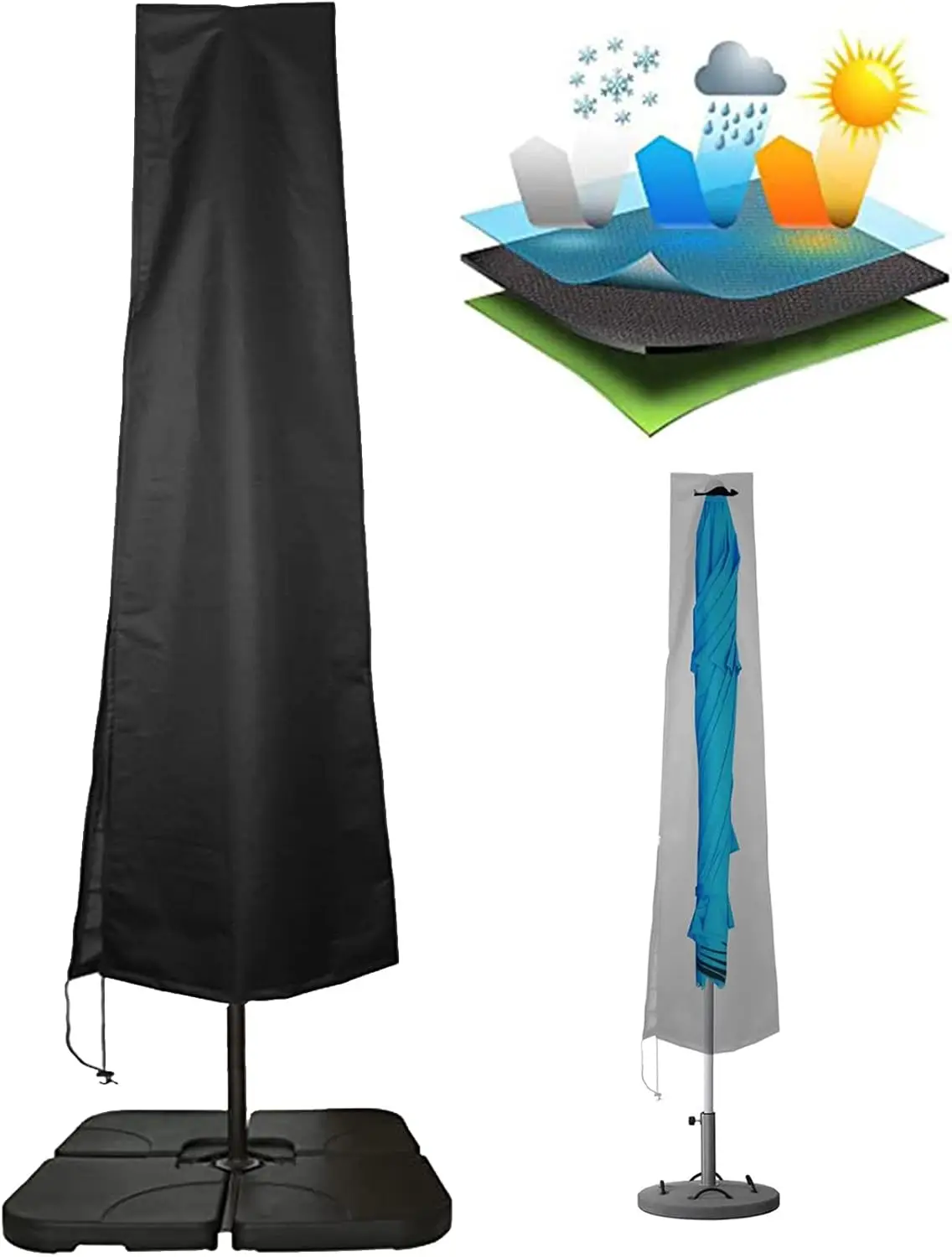 

Waterproof Patio Umbrella Cover with Zipper for 7-11ft Outdoor Market Umbrellas, Durable and Wind-Resistant