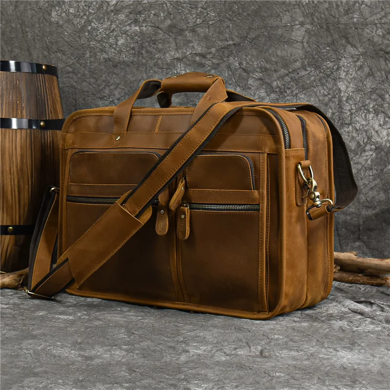 Borsa Valigette da lavoro Spalla Retro Valigette da pendolarismo per laptop Borse da viaggio in pelle Valigette MHGWB